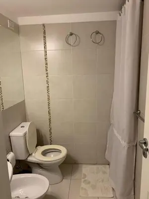 a bathroom with a toilet and a sink at Hermoso departamento amoblado ubicado en pleno Nueva Córdoba in Cordoba