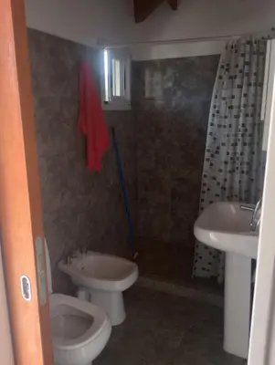 a bathroom with a toilet and a sink and a shower at Magnolias in Villa General Belgrano