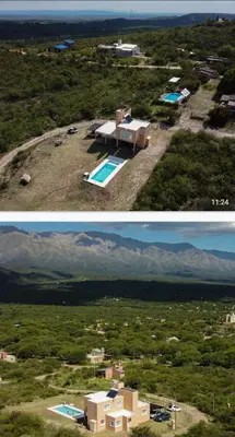 two pictures of a house and a swimming pool at Traslavista alojamiento de ensueño in Villa de Las Rosas