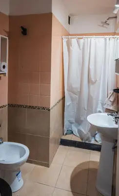 a bathroom with a shower and a toilet and a sink at Trejo 351 in Cordoba
