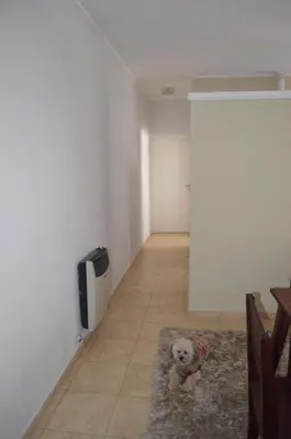 a teddy bear sitting on a rug in a room at Complejo Fatima in Villa Dolores
