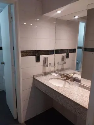 a bathroom with two sinks and a large mirror at Departamento 110 - Edificio VILAUT by INMOVE Temporarios in Cordoba