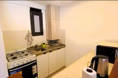 a small kitchen with a stove and a sink at Gran Ubicacion Nueva Cordoba in Cordoba