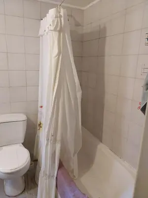 a bathroom with a toilet and a shower curtain at Alquilo departamento en Nueva Córdoba in Cordoba