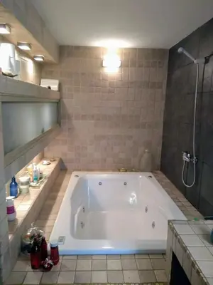 a large bath tub in a bathroom with a shower at Casa Los Algarrobos in Cordoba