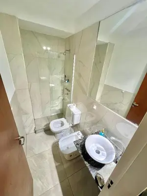a bathroom with a toilet and a sink and a shower at Departamento en el corazón de Córdoba in Cordoba