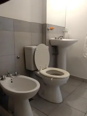 a bathroom with a toilet and a sink at Departamento con FERNET in Cordoba