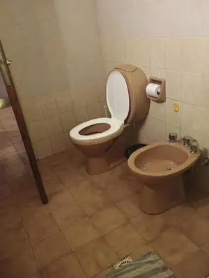 a bathroom with a toilet and a sink at Casa Aurelia, San Javier, Córdoba in San Javier