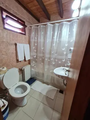 a bathroom with a toilet and a sink at INCA HUASI - Cabañas de Altura in El Rincón