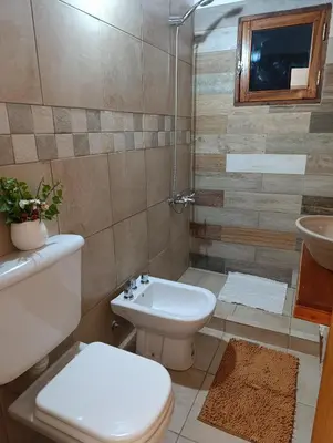a bathroom with a toilet and a sink and a shower at Potrero Loft in Potrero de Garay