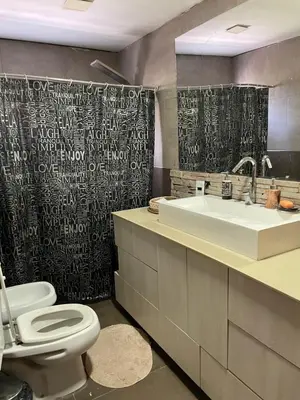 a bathroom with a sink and a toilet at Mi casita en Embalse in Embalse