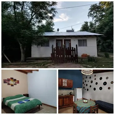 two pictures of a white house and a house at Cabaña los cuates in Villa Ciudad Parque