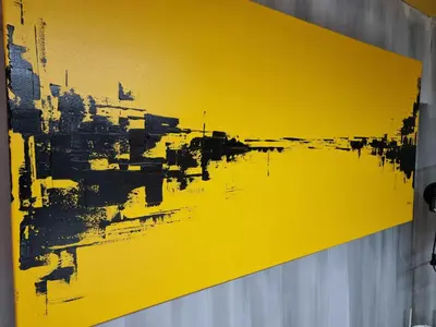 a painting of a river with a yellow at Chacabuco Confort - Bienes Reales in Cordoba