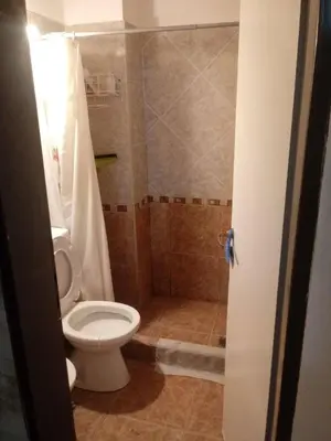 a bathroom with a toilet and a shower at Olga Carlos paz in Villa Carlos Paz