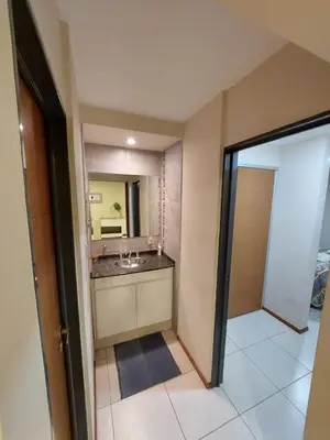 a bathroom with a sink and a mirror at Depsal XVII 130 in Cordoba