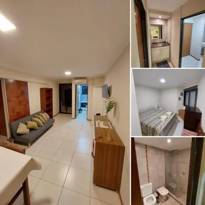 a collage of photos of a living room and a bedroom at Depsal XVII 130 in Cordoba