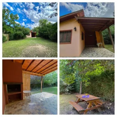 four different pictures of a house and a picnic table at CASA del RIO in Villa Ciudad Parque