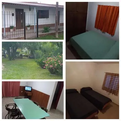 a collage of pictures of a room with a bed and a table at La casa de Los Abuelos in La Bolsa