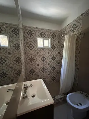 a bathroom with a sink and a toilet and a shower at 