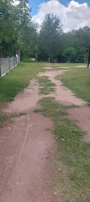 a dirt road with grass and trees in a field at La casa de Los Patitos in Arroyo de Los Patos