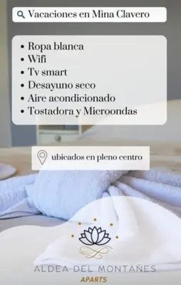 a screenshot of a website with a picture of a mattress at Aparts Aldea Del Montañes in Mina Clavero