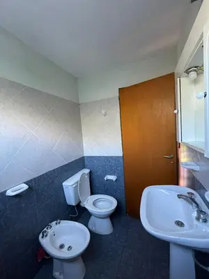 a bathroom with a toilet and a sink at Cabaña petiza in Mina Clavero
