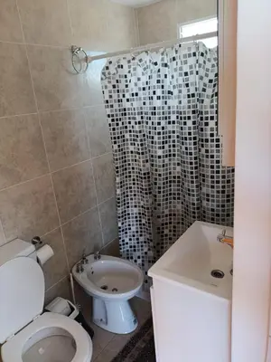 a bathroom with a toilet and a sink and a shower at Aves Del Monte in Santa Rosa de Calamuchita