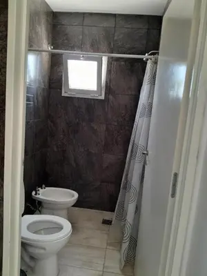 a bathroom with a toilet and a window at Fabiana Torres in Villa Carlos Paz