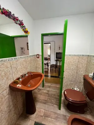 a bathroom with a sink and a toilet at Bendecida Depto in La Paz
