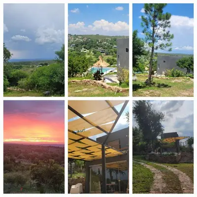 a group of four pictures of a sunset at Duplex qurub in Villa Parque Siquiman