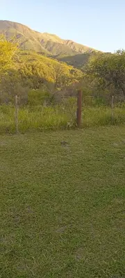 a field of grass with a fence and trees at Los Jilgueros in Los Hornillos