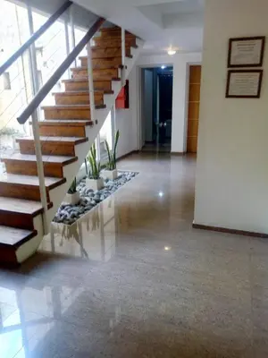 a staircase in a building with potted plants at Alojamiento Centro de Carlos Paz in Villa Carlos Paz