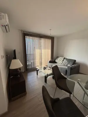 a living room with a couch and a table and chairs at Las Pircas Housing in Alta Gracia