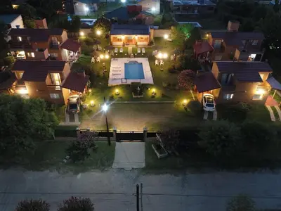 an aerial view of a house at night at Apartments Fazenda Solares in San Antonio de Arredondo