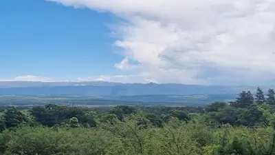 a view of a valley with mountains and trees at Cabaña Cielos del Champaqui 6 kms VGB in Villa Ciudad Parque