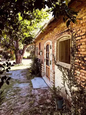 a brick building with a door and a window at Algarrobo del Valle in San Javier