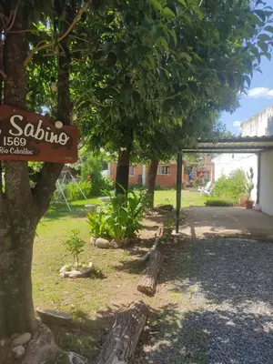 a sign for a sa club under a tree at Don Sabino in Arroyo de Los Patos