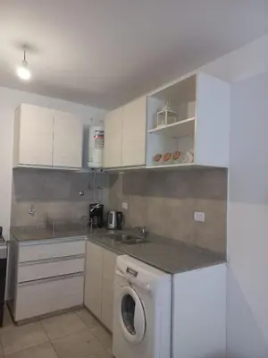 a kitchen with a washing machine in a kitchen at Apartamento Alto Alberdi in Cordoba