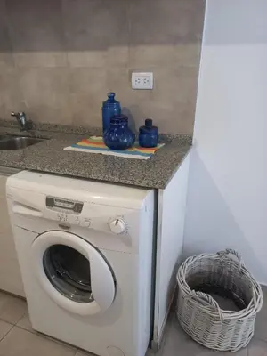 a washing machine in a kitchen next to a sink at Apartamento Alto Alberdi in Cordoba