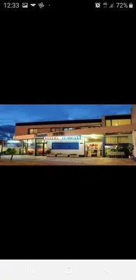 a picture of a building with a train in it at Hotel Hawai in Villa Carlos Paz