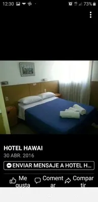 a poster of a hotel room with a bed at Hotel Hawai in Villa Carlos Paz