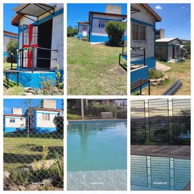 a collage of photos with a house and a pool at Villacumbreazul in Cuesta Blanca