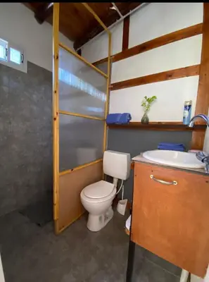 a bathroom with a toilet and a sink at Departamento katzen in Alta Gracia