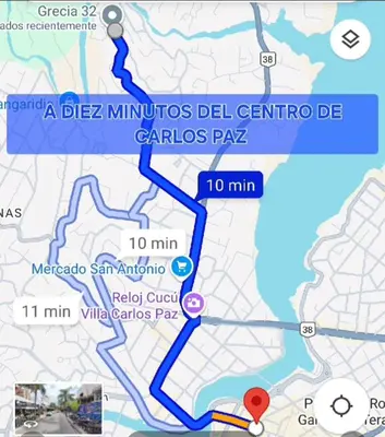 a map of the milimeters del centro de carlos padlez at Altos de Grecia Cabaña 2 in Villa Carlos Paz