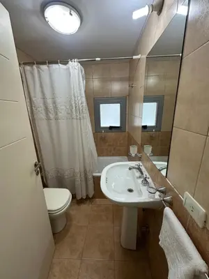 a bathroom with a sink and a toilet and a mirror at Departamento Gral Paz - Felix Frias 334 in Cordoba