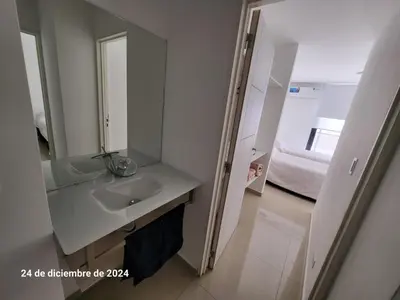 a bathroom with a sink and a mirror at plazaColon in Cordoba