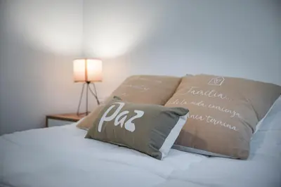 a bed with two pillows on top of it at Cómodo Departamento en Pleno Centro in Cordoba