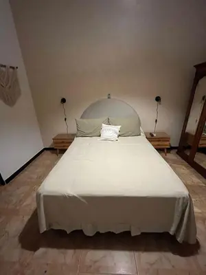 a bedroom with a large white bed with two lamps at Casa Criselo Multiespacio in Cordoba