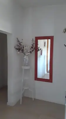 a mirror on a wall next to a vase with flowers at Liquidambar in Villa General Belgrano
