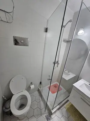 a bathroom with a shower and a toilet and a sink at Mamina Apartamento in Cordoba
